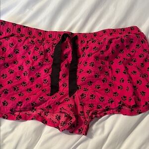 George Hot Pink Paw-Print Lounge Shorts with Black Drawstring